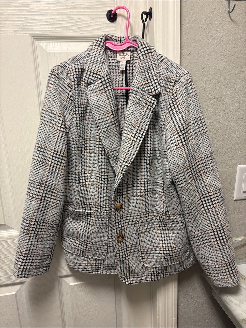 St. John's Bay Gray Plaid Tweed Blazer